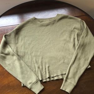 TNA thermal cropped long sleeve tee (size XXS) in green